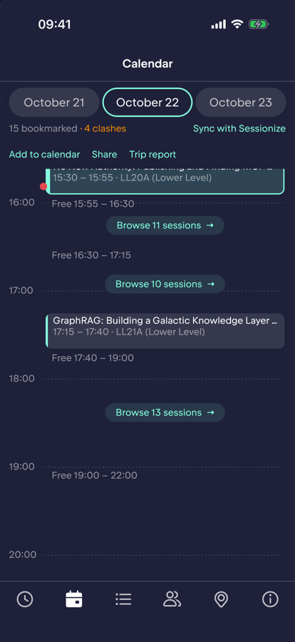 The calendar in dark mode.